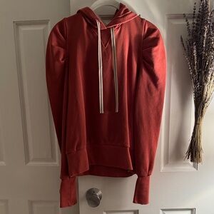 Evereve Rust Hoodie with White Drawstrings